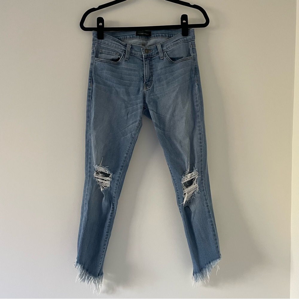 Flying Monkey light wash distressed jeans